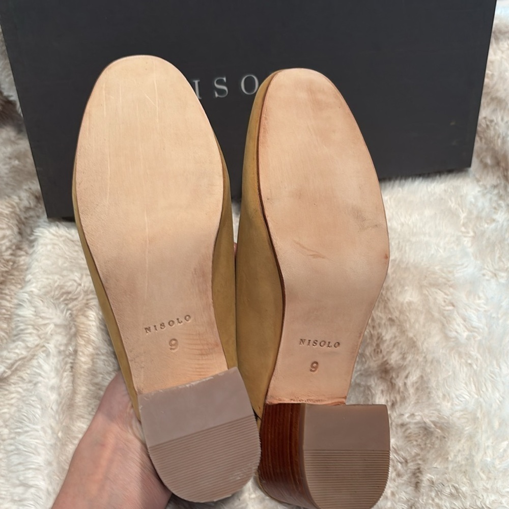 Nisolo All Day Heeled Leather brushed leather mule size 9, Sand with dust bag - Picture 8 of 16
